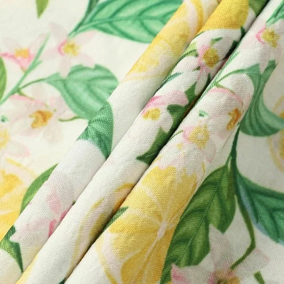 Lemon Print Vintage Look Ruffle V Neck Jumpsuit with Belt Size XL Boutique New - Picture 3 of 6